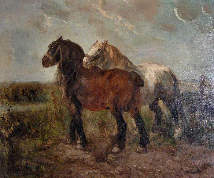 unknow artist Brabant draught horses Sweden oil painting art